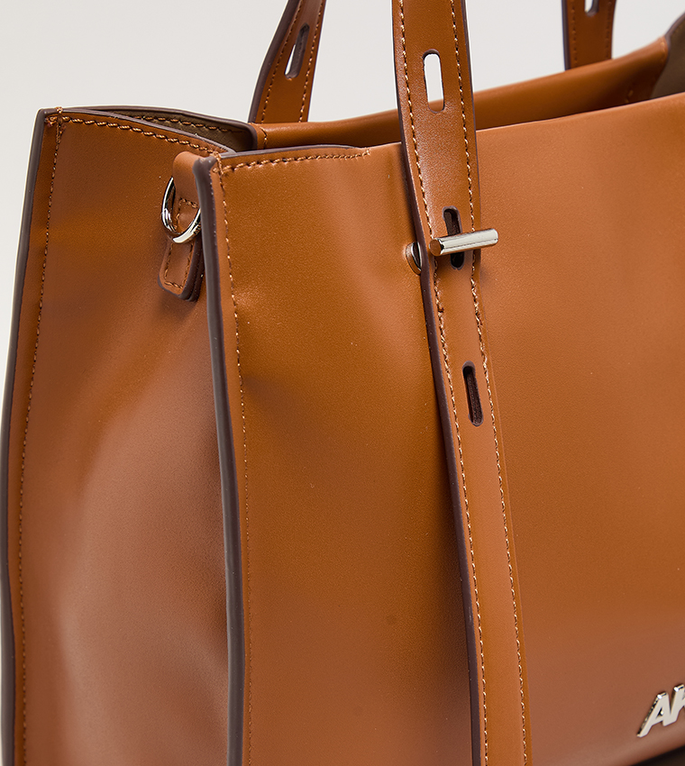 Monogram PU Zip Closure Tote Bag