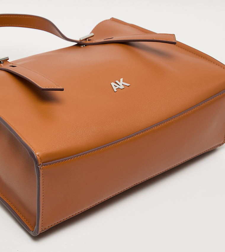 Monogram PU Zip Closure Tote Bag
