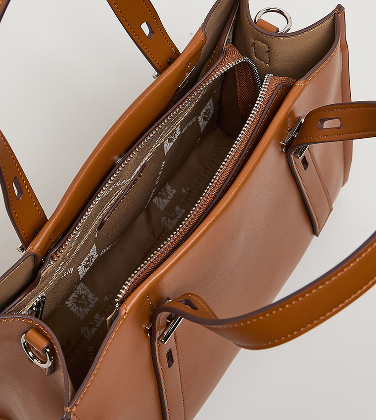 Monogram PU Zip Closure Tote Bag