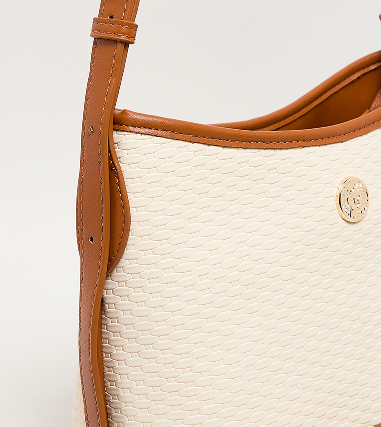 Contrast Detail PU Crossbody Bag