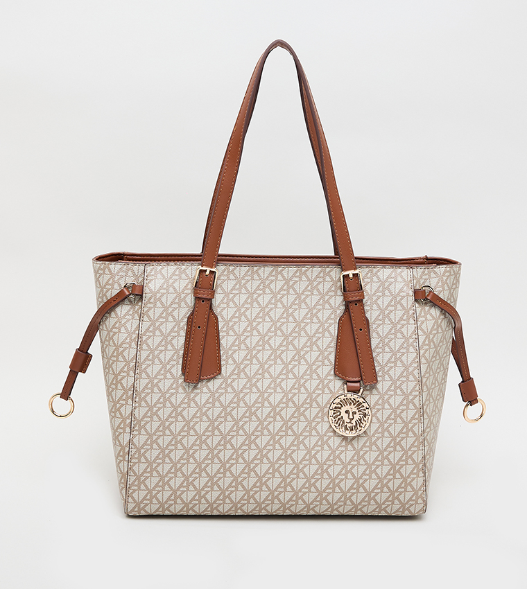 Monogram Patterned PU Tote Bag
