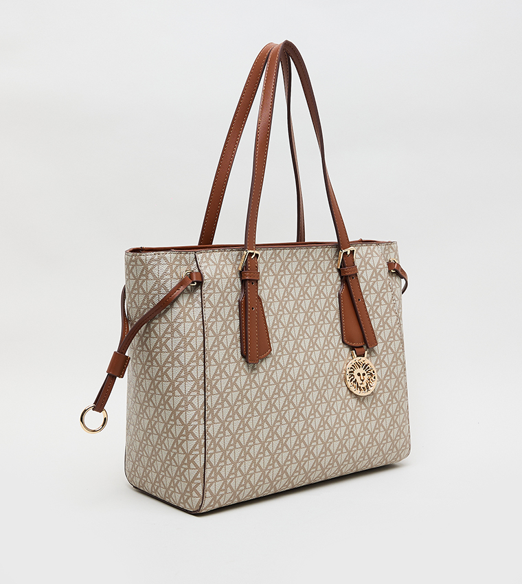 Monogram Patterned PU Tote Bag
