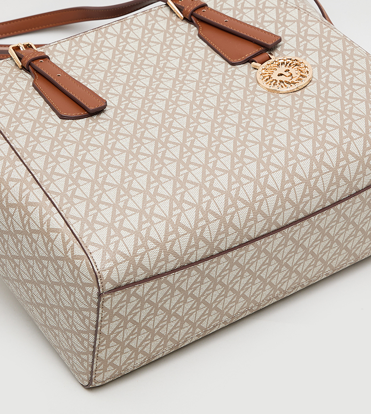 Monogram Patterned PU Tote Bag