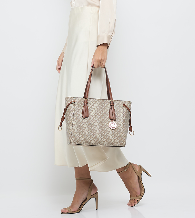 Monogram Patterned PU Tote Bag