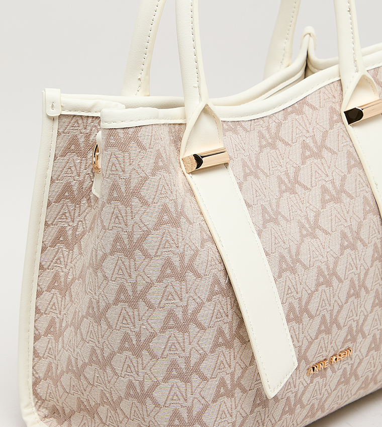 Monogram Patterned PU Tote Bag
