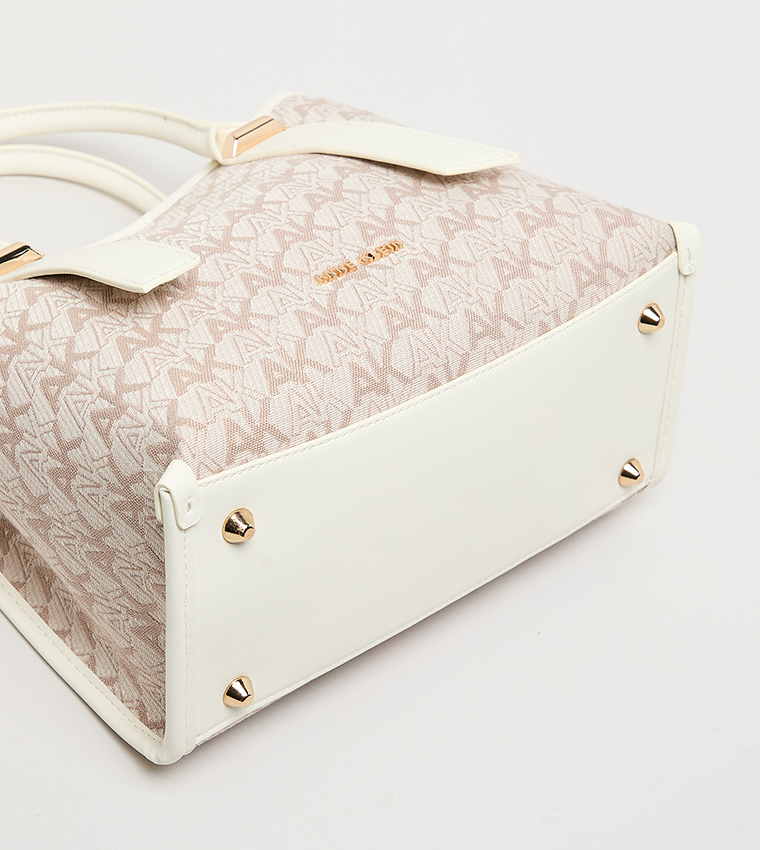 Monogram Patterned PU Tote Bag