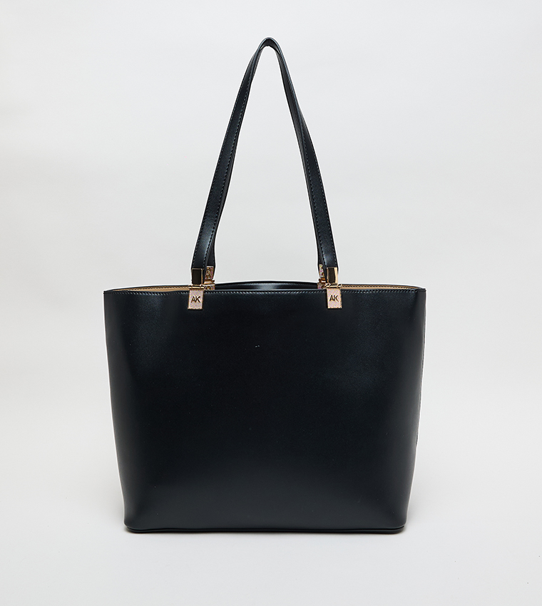 Solid PU Zip Closure Tote Bag