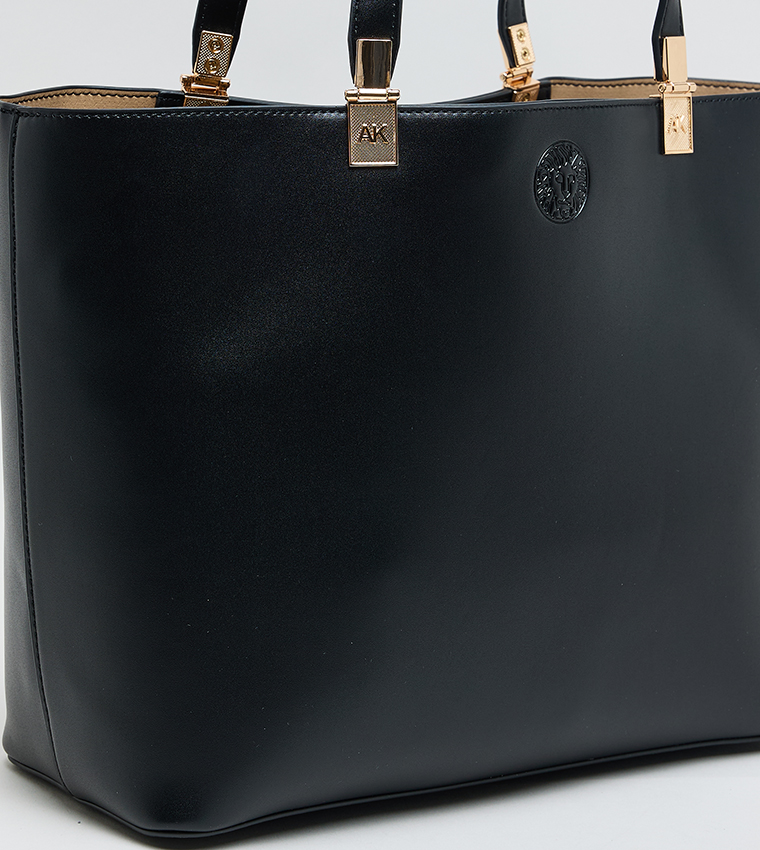 Solid PU Zip Closure Tote Bag