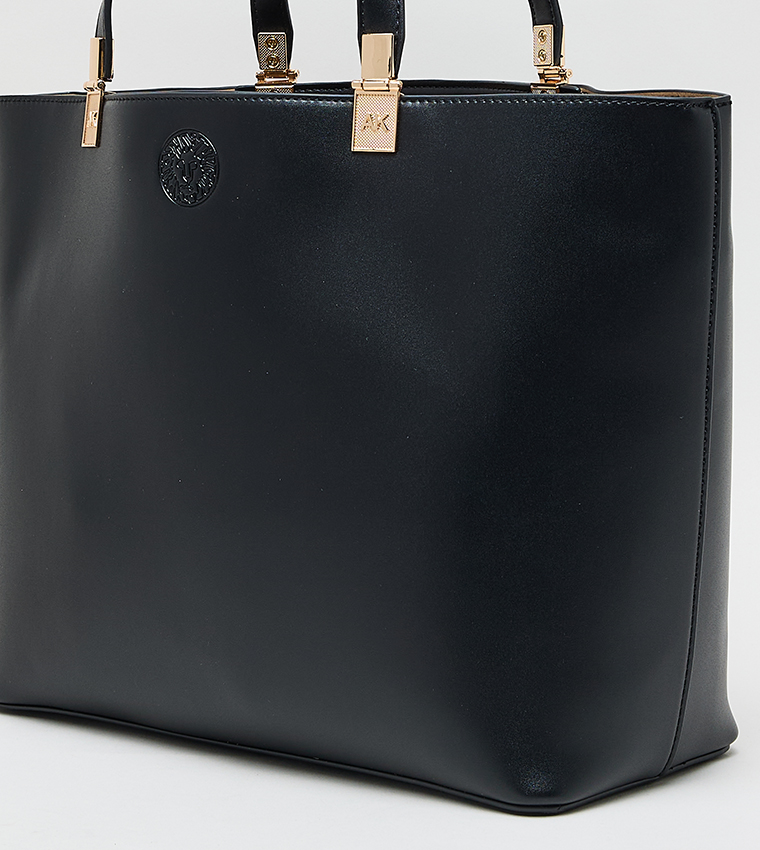 Solid PU Zip Closure Tote Bag