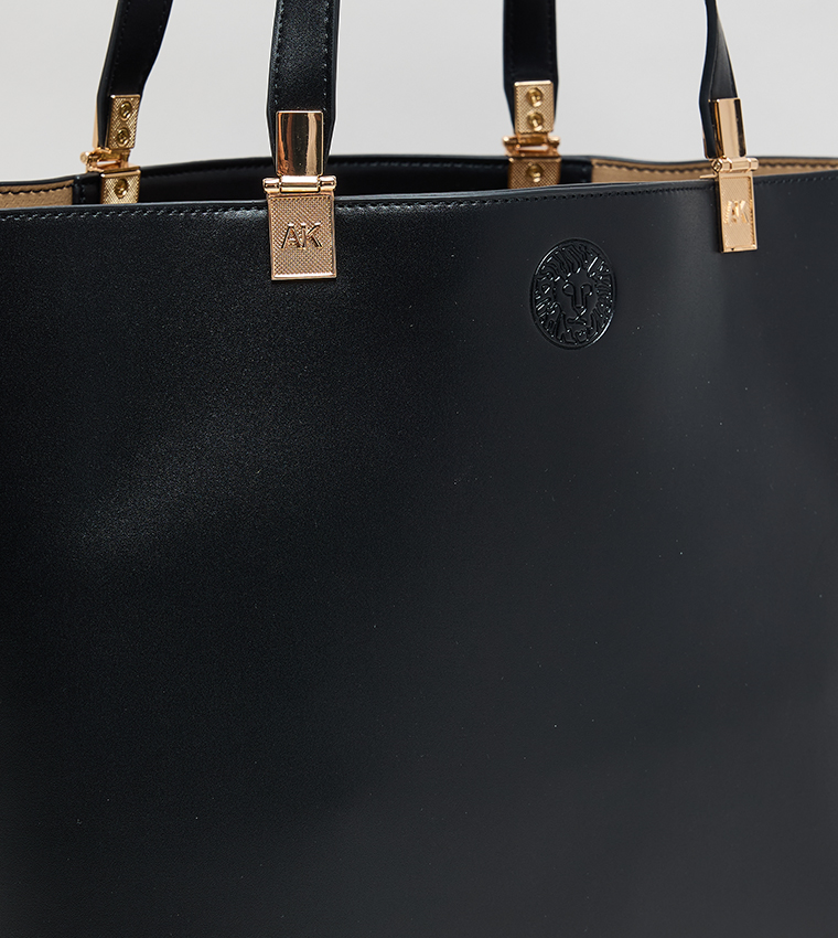 Solid PU Zip Closure Tote Bag