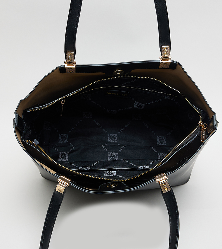 Solid PU Zip Closure Tote Bag