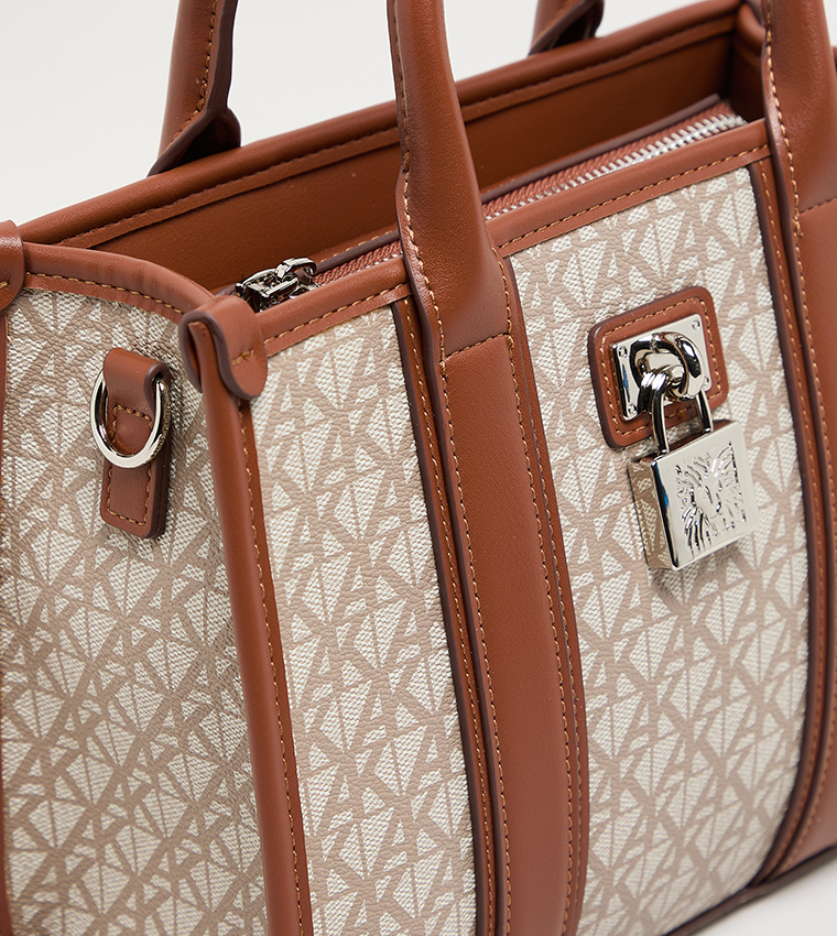 Monogram Patterned PU Tote Bag