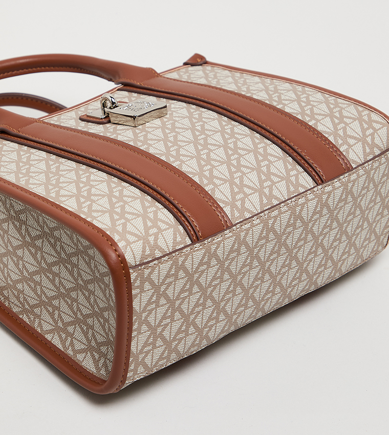 Monogram Patterned PU Tote Bag
