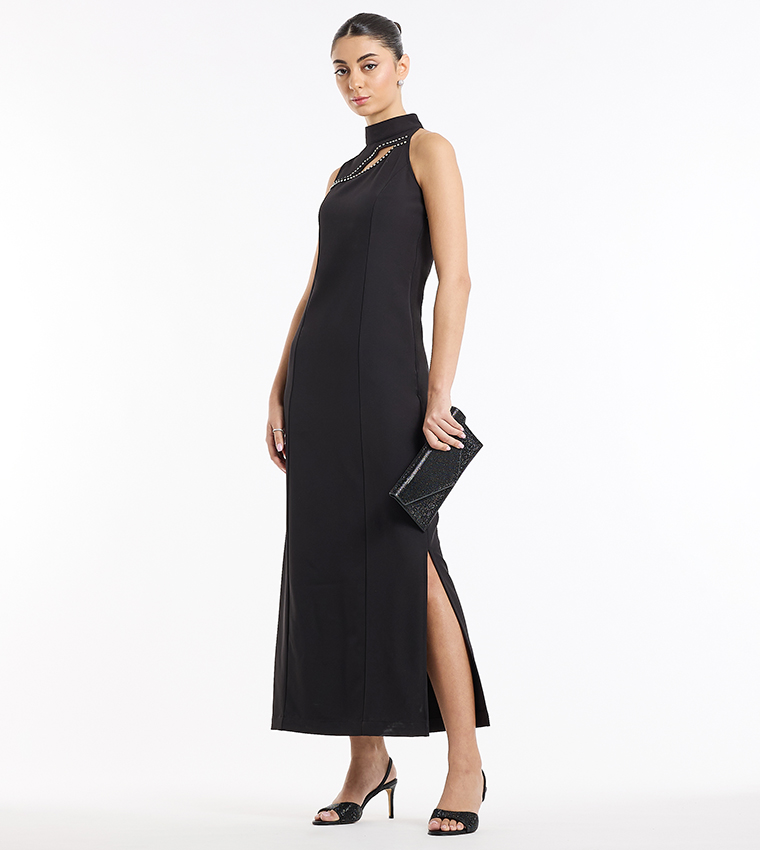 bcbg black cutout dress Embellished Cut-Out Gown Black / 12