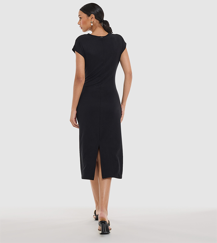 Tie Front Short Sleeves Sheath Dress