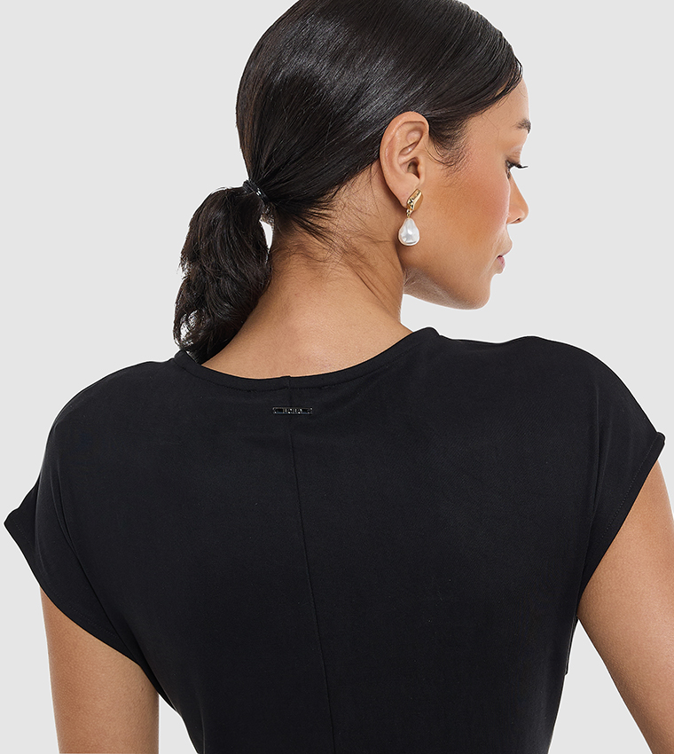 Tie Front Short Sleeves Sheath Dress