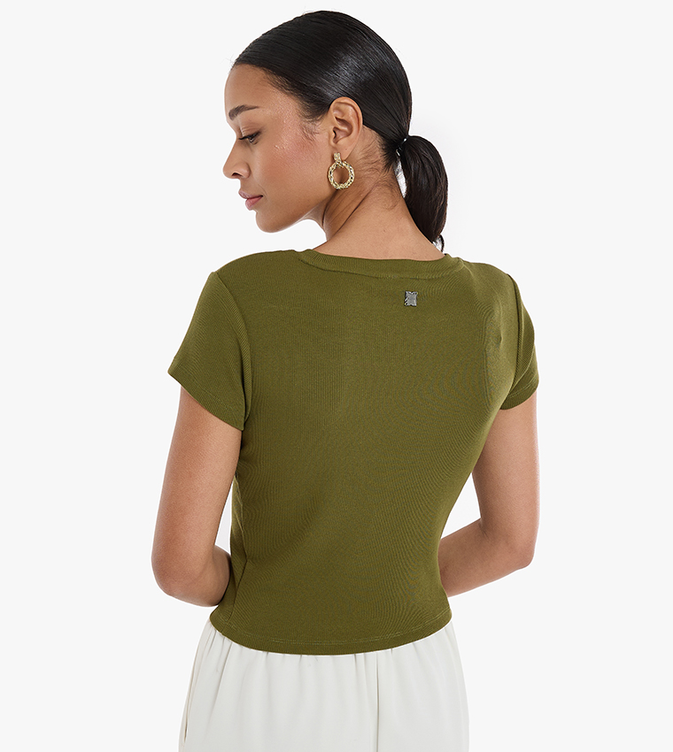 Ribbed Short Sleeves Top