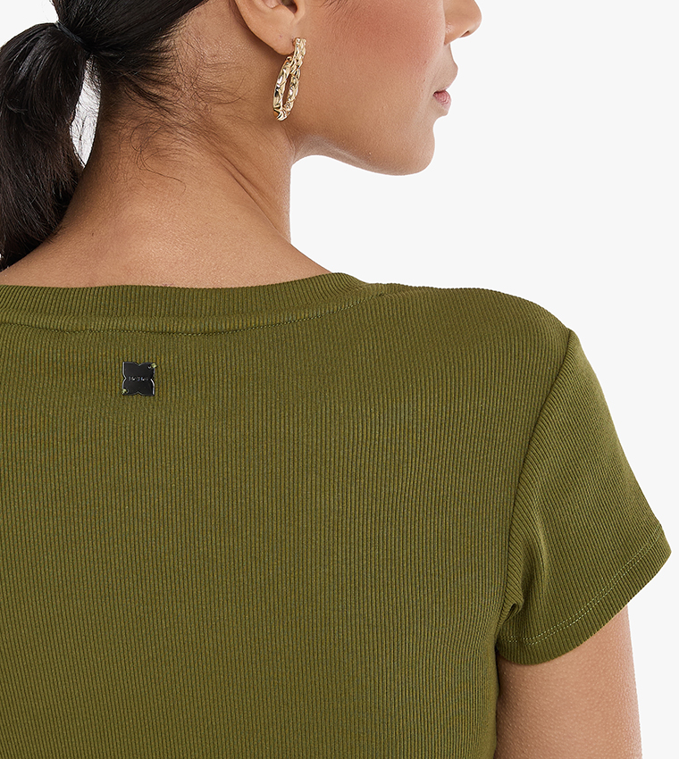 Ribbed Short Sleeves Top