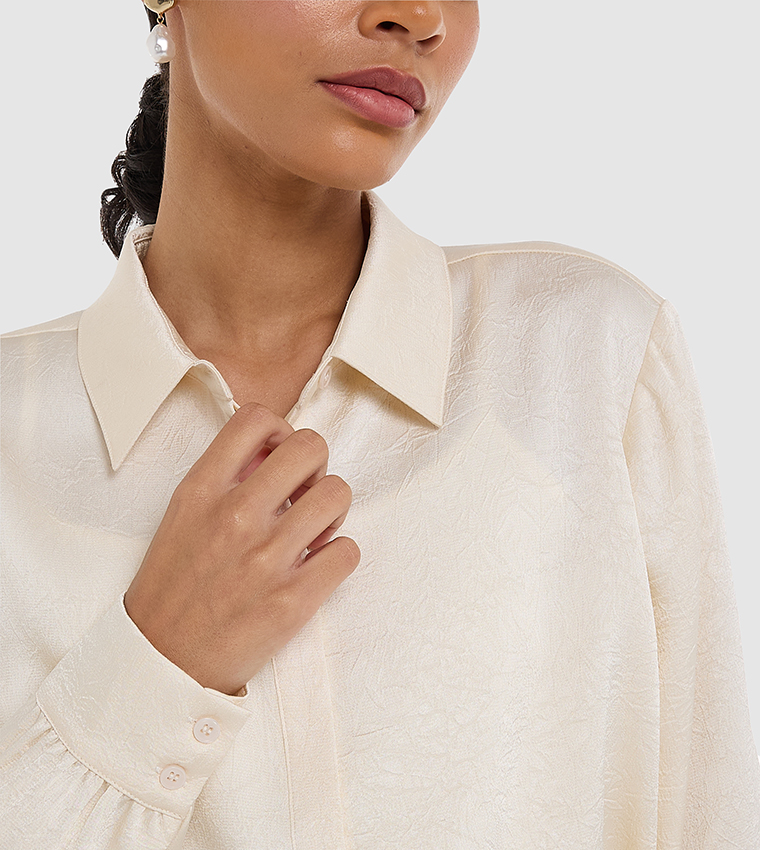 Textured Long Sleeves Oversized Shirt