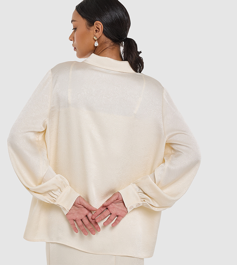 Textured Long Sleeves Oversized Shirt