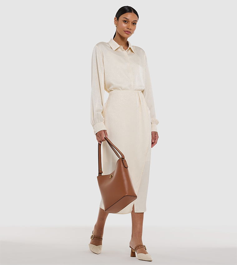 Textured Long Sleeves Oversized Shirt