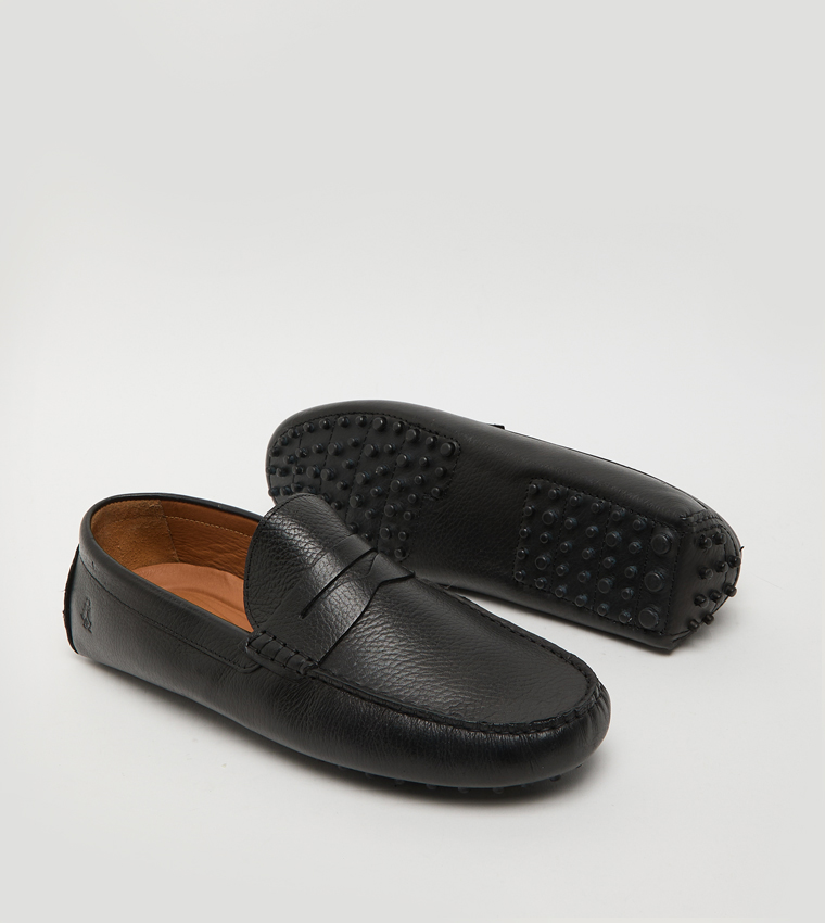 Textured Leather Loafers
