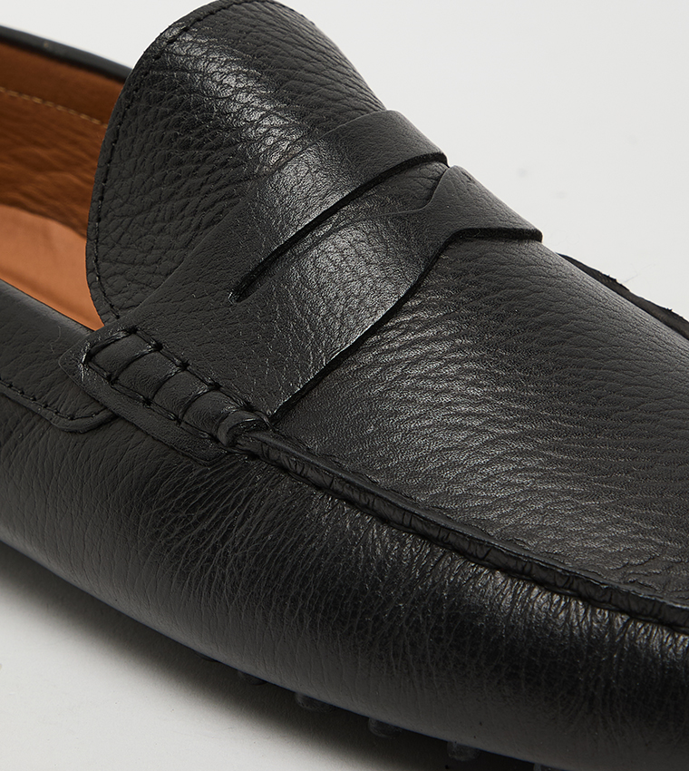Textured Leather Loafers