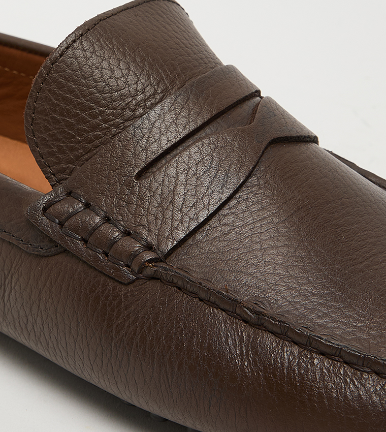 Textured Leather Loafers