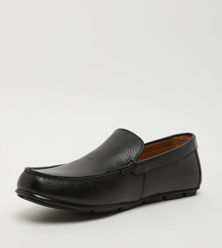 Textured Leather Loafers