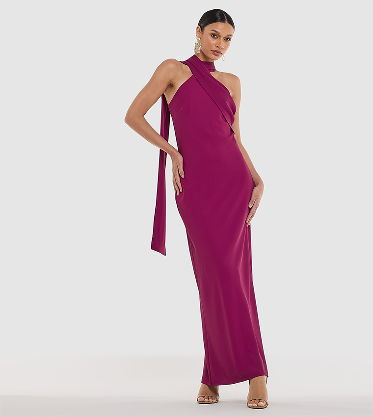 bcbg purple maxi dress BCBG MaxAzria Cape Sleeve Ruffle Maxi Dress Grape Royal Purple SZ 4 Formal Gown