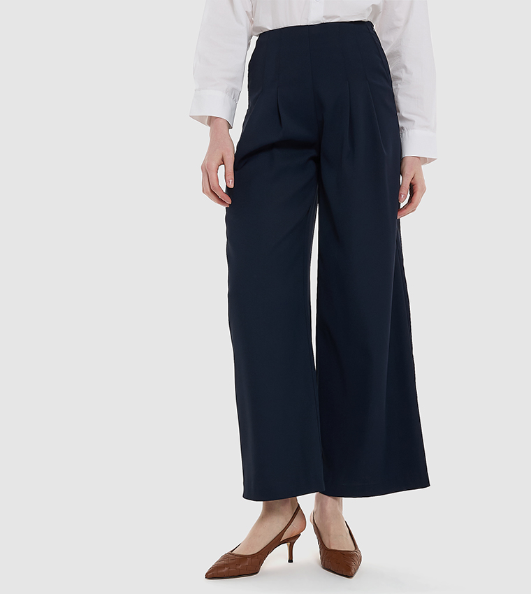 Pleat Detail Wide Leg Pants