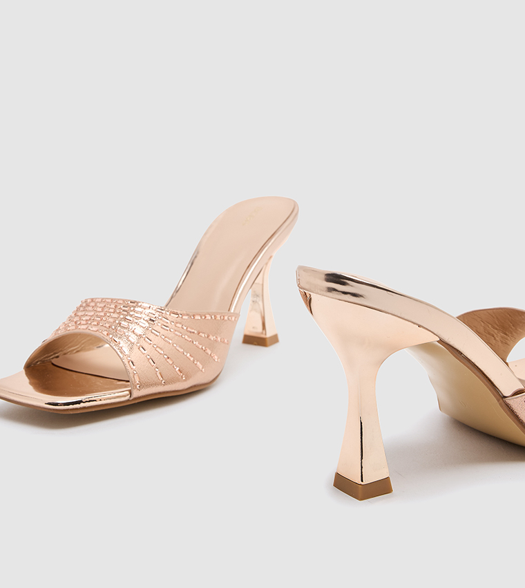 Textured Heeled Sandals