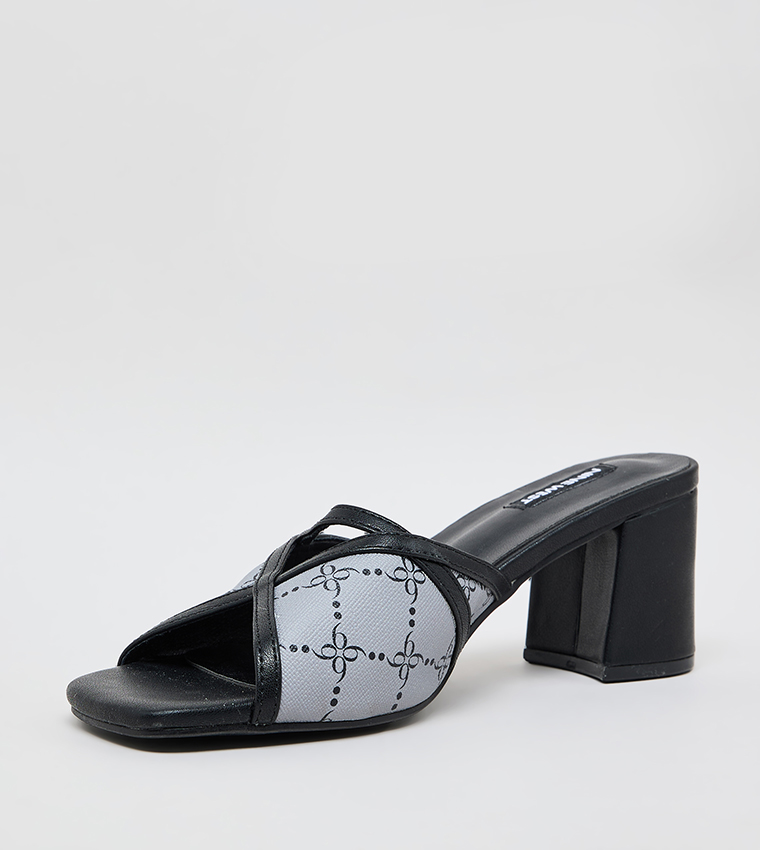 Patterned Block Heel Sandals