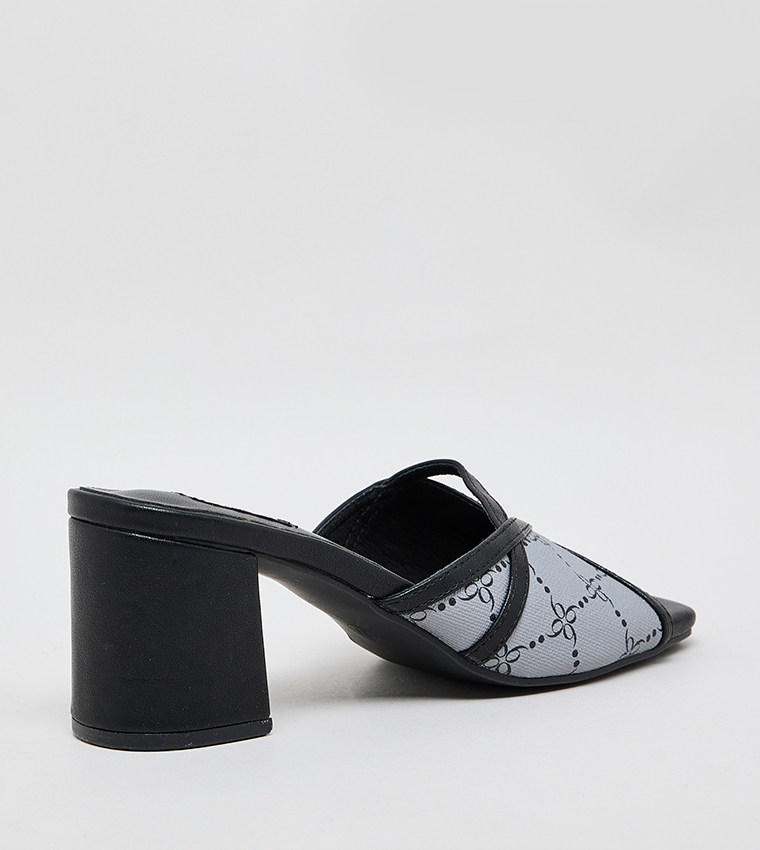 Patterned Block Heel Sandals