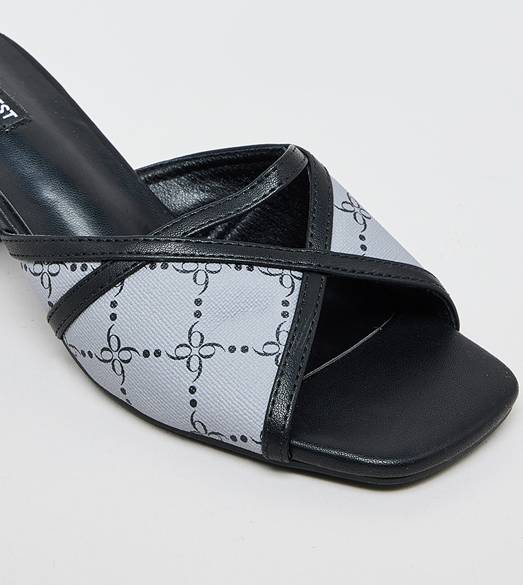 Patterned Block Heel Sandals