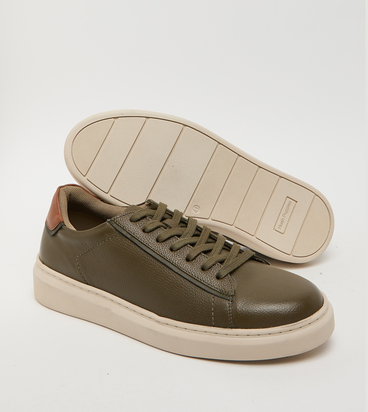 Textured Round Toe Lace-Up Sneakers