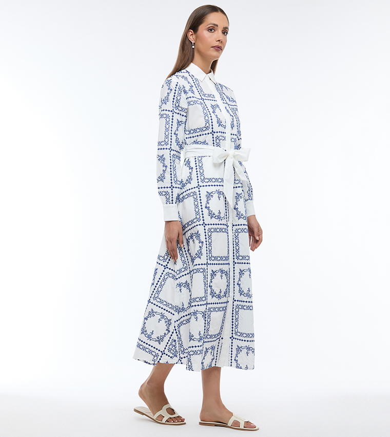 Embroidered Long Sleeves Shirt Dress