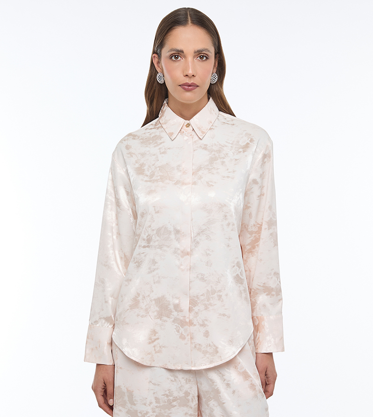 Jacquard Satin Long Sleeves Shirt