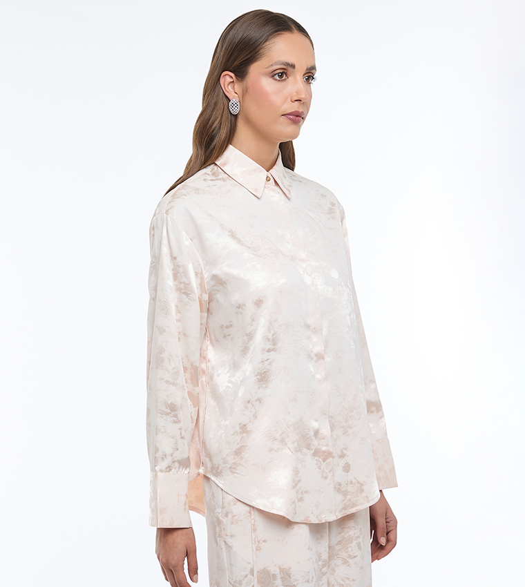 Jacquard Satin Long Sleeves Shirt