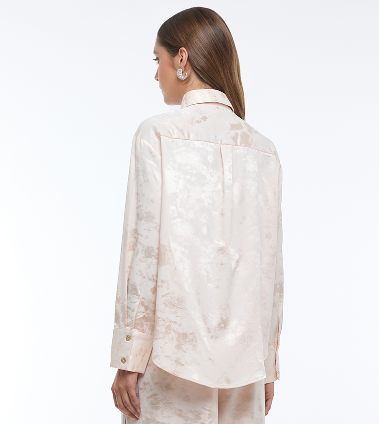 Jacquard Satin Long Sleeves Shirt