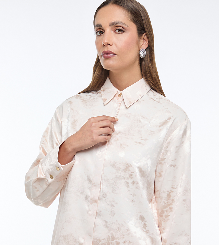 Jacquard Satin Long Sleeves Shirt