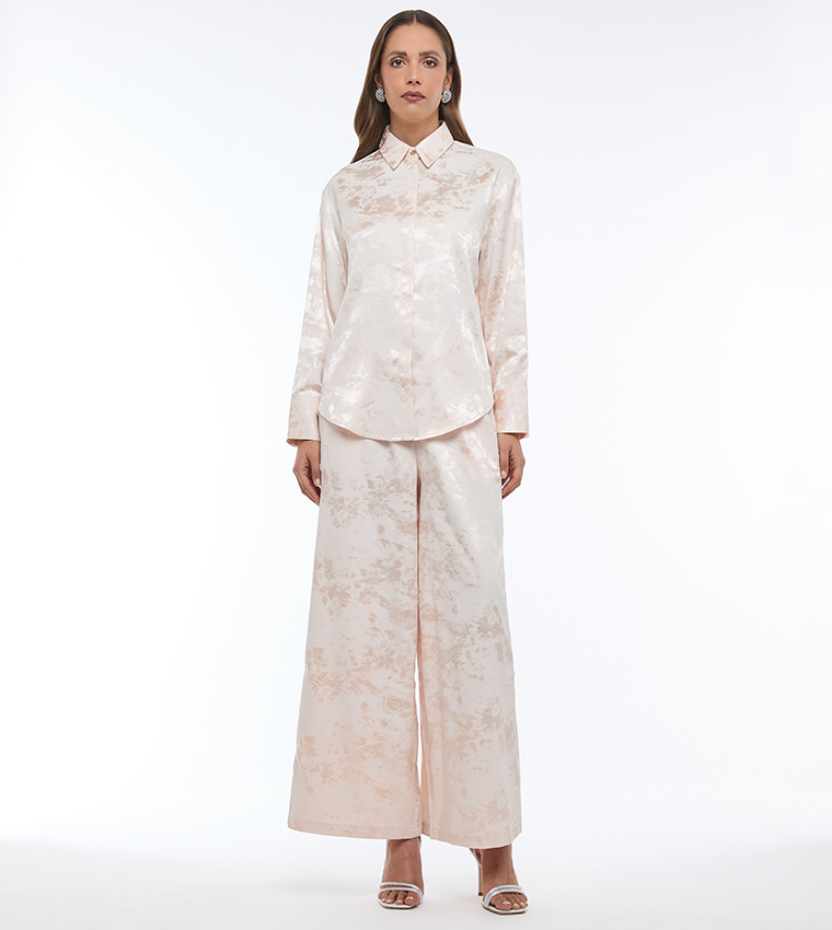 Jacquard Satin Long Sleeves Shirt