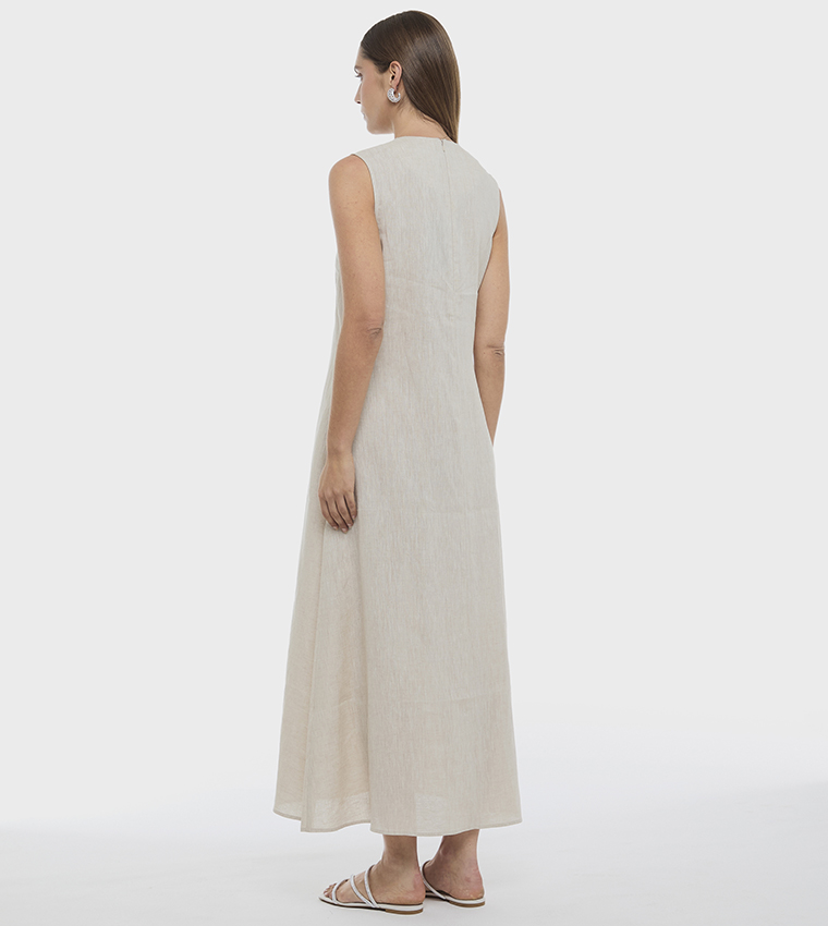 Solid Sleeveless Midi Dress