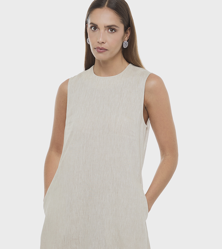 Solid Sleeveless Midi Dress