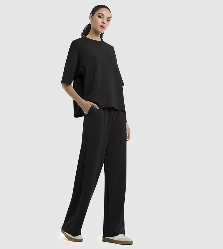 Elastic Waist Wide Leg Pants
