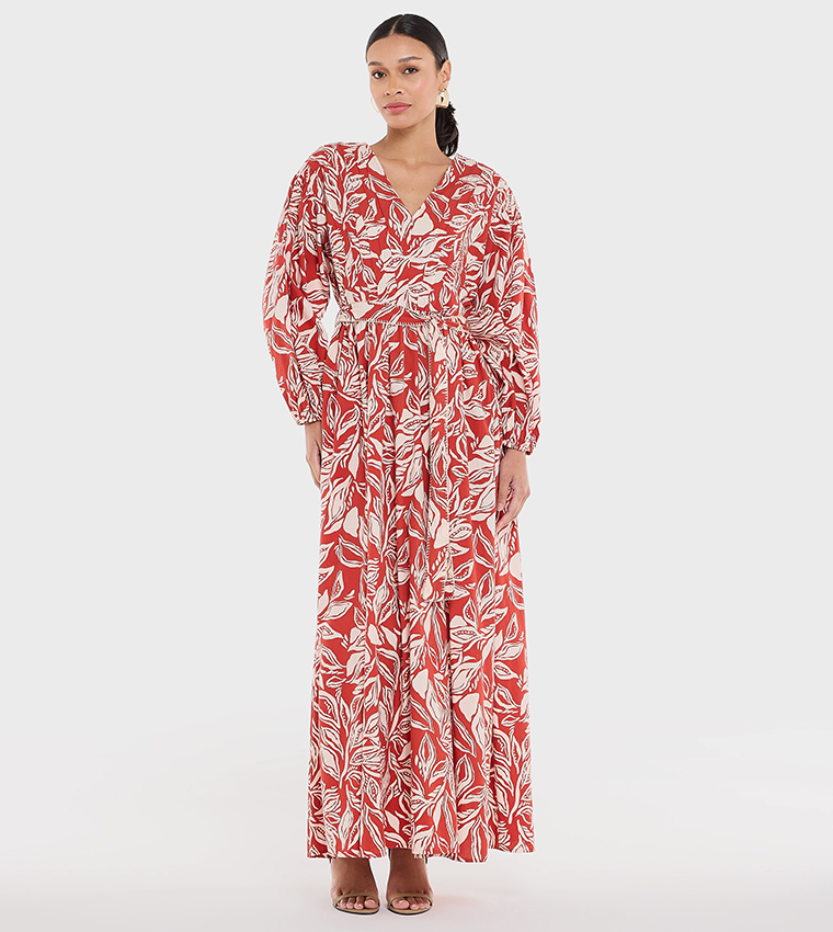 Floral Printed V-Neck Maxi Dress