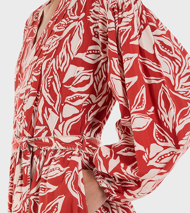 Floral Printed V-Neck Maxi Dress