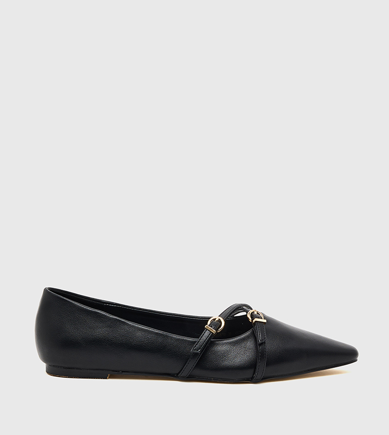Buckle Detail Pointed Toe Ballerinas