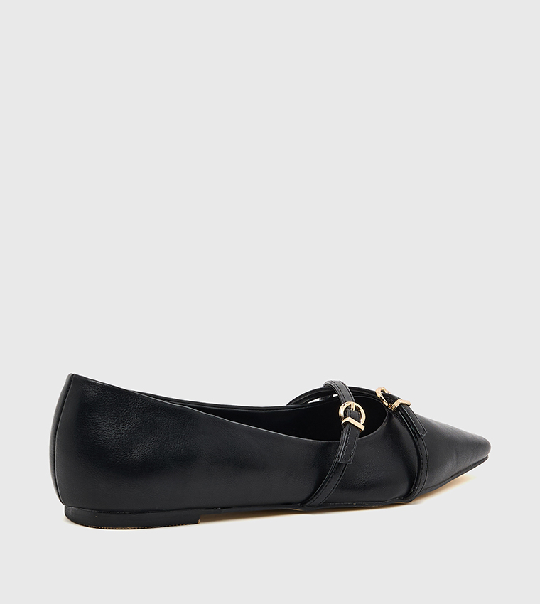Buckle Detail Pointed Toe Ballerinas