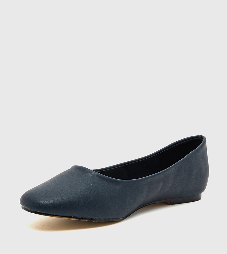 Textured Almond Toe Ballerinas